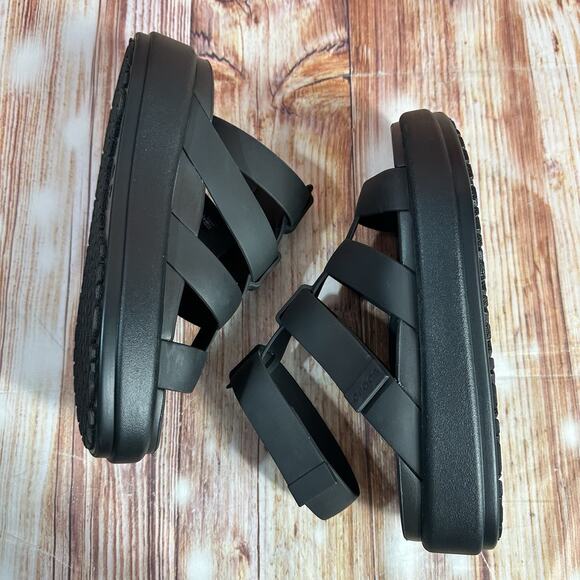 Crocs BROOKLYN LUXE Womens Size 6 Black Gladiator Wedge Sandals Open Toe Shoes - Picture 7 of 9